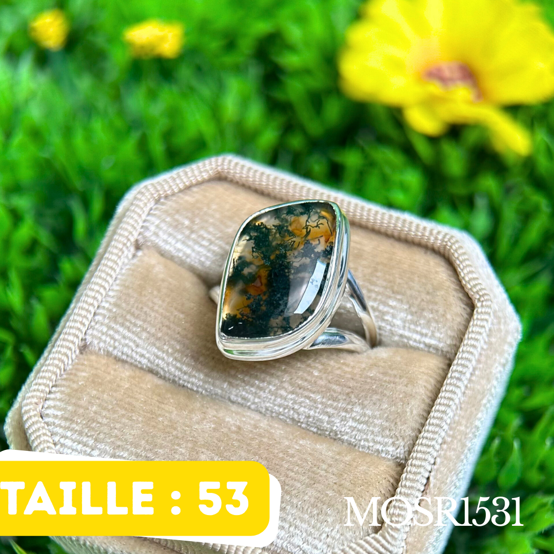 Bague argent Agate mousse