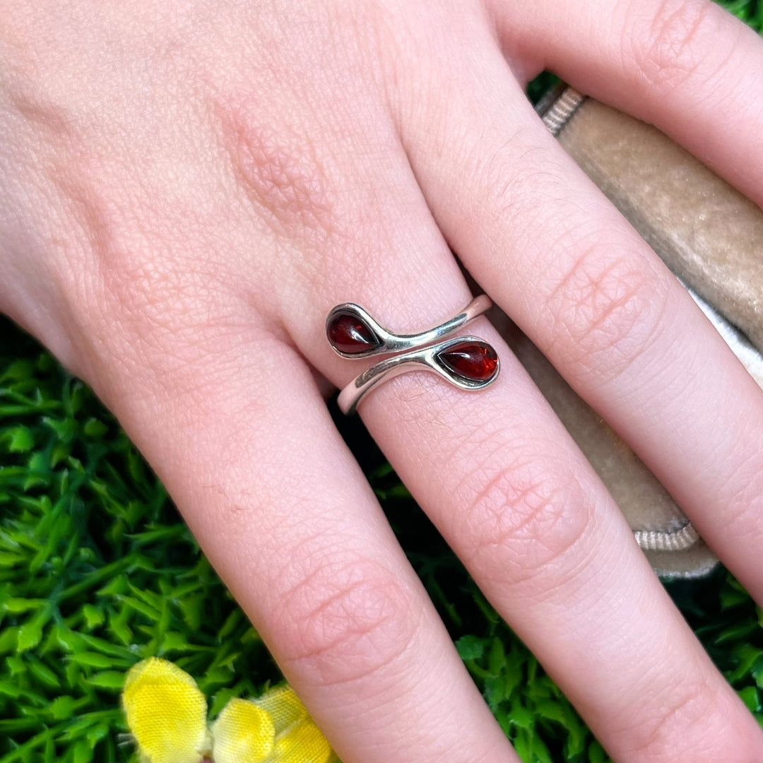 Bague Ambre Argent Cognac