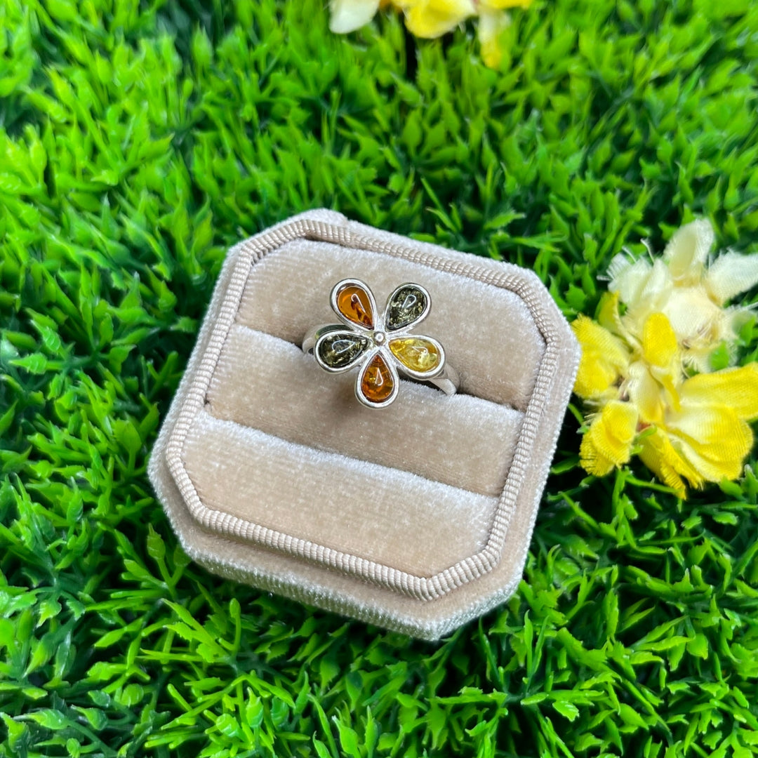 Bague Ambre Fleur