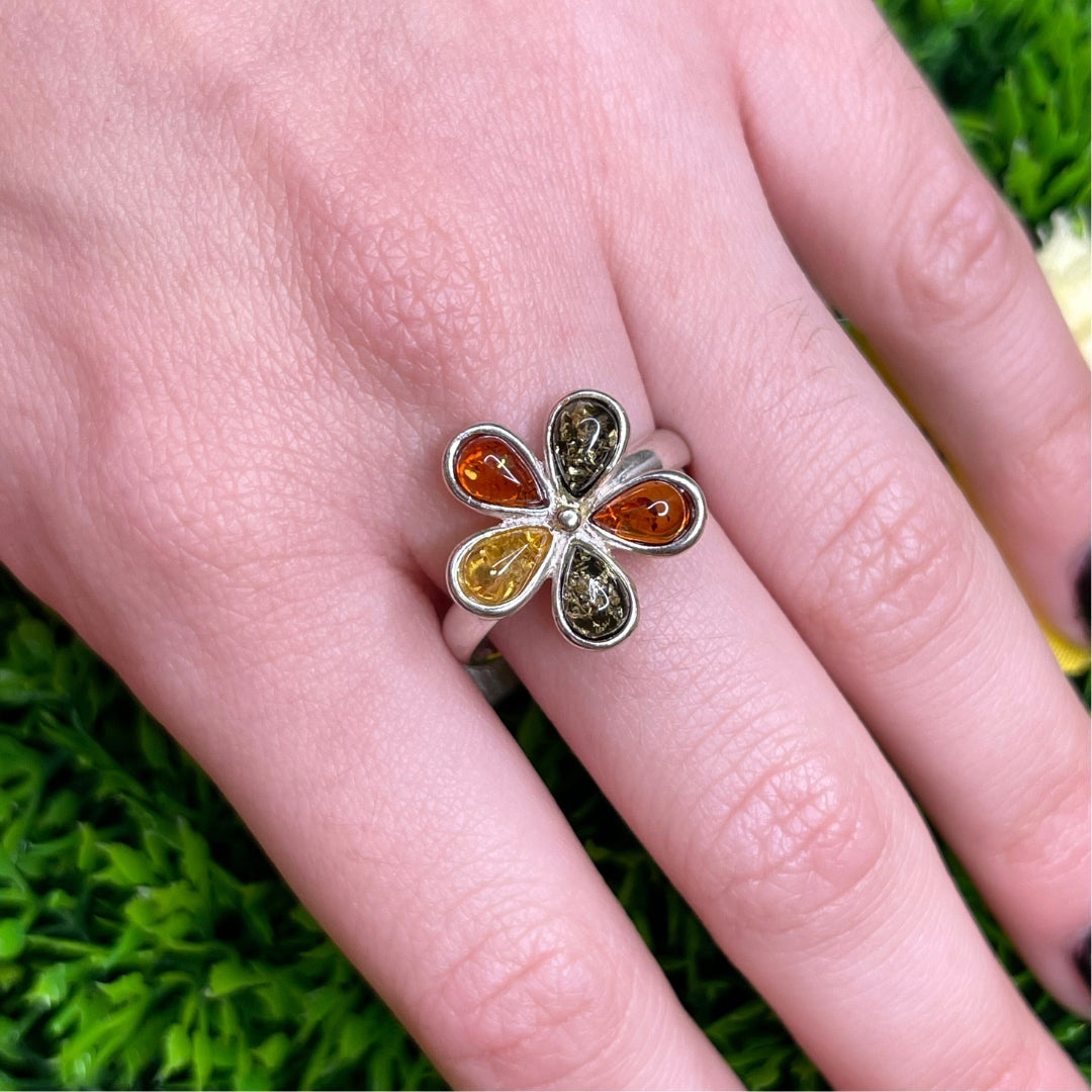 Bague Ambre Fleur