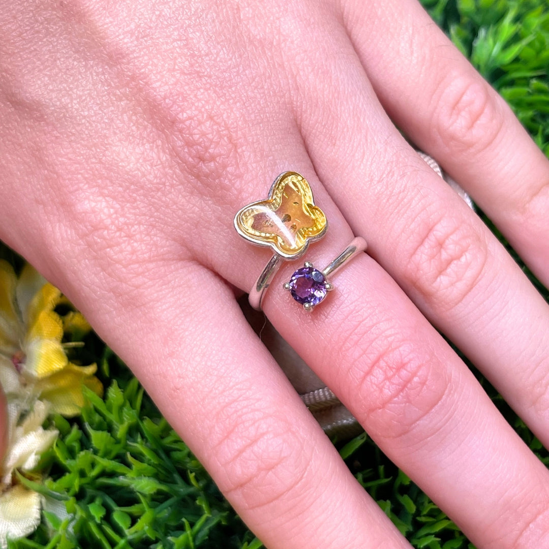 Bague Ambre Petit Papillon