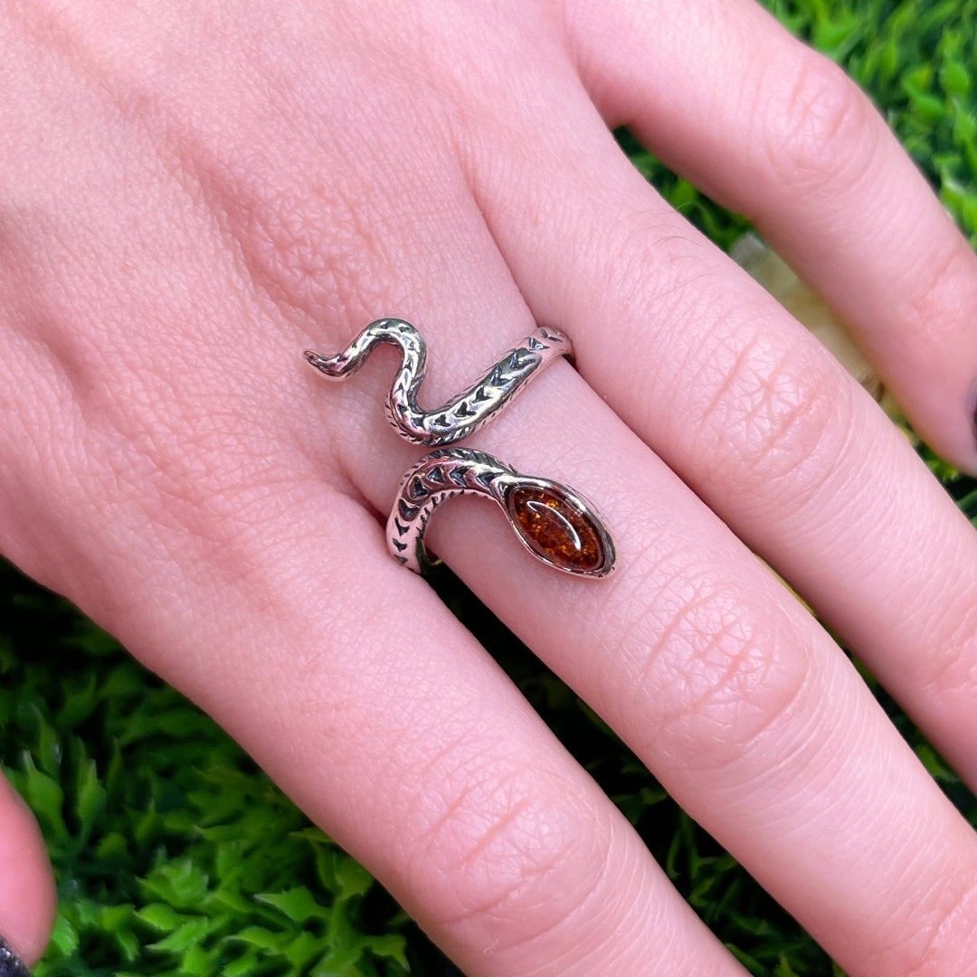 Bague Ambre Serpent