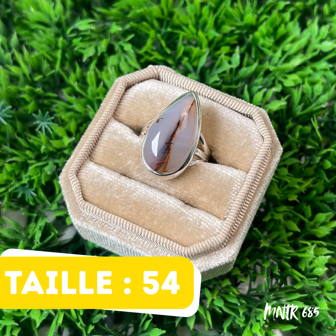 Bague Argent 925 Agate Montana
