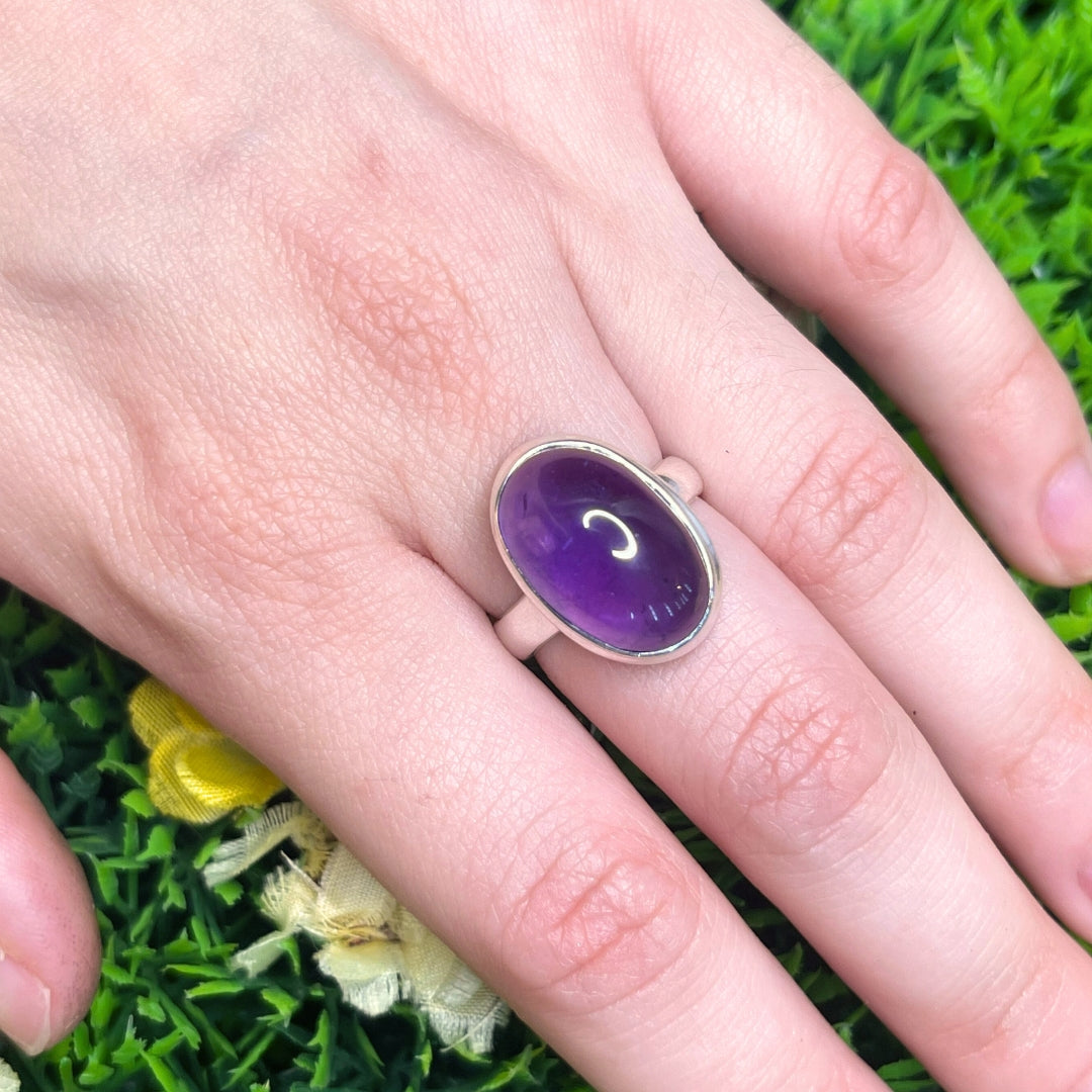 Bague Ajustable Argent 925 – Pierre Naturelle Améthyste – Neuf Jamais Porté
