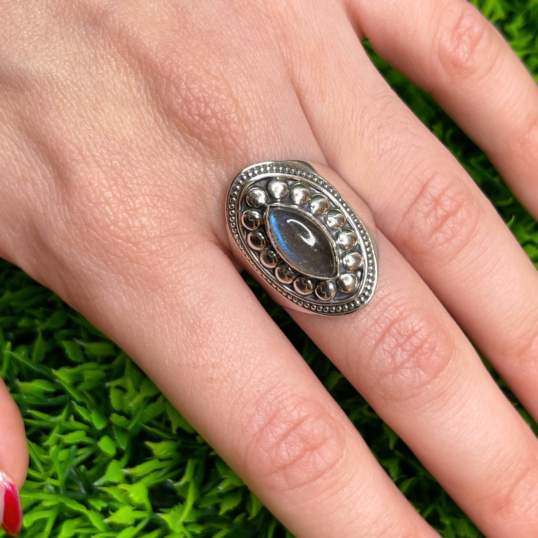 Bague Argent Labradorite Bluefire #102