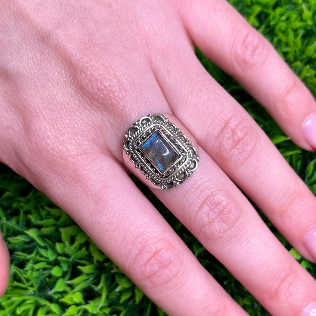 Bague Argent Labradorite Bluefire #114