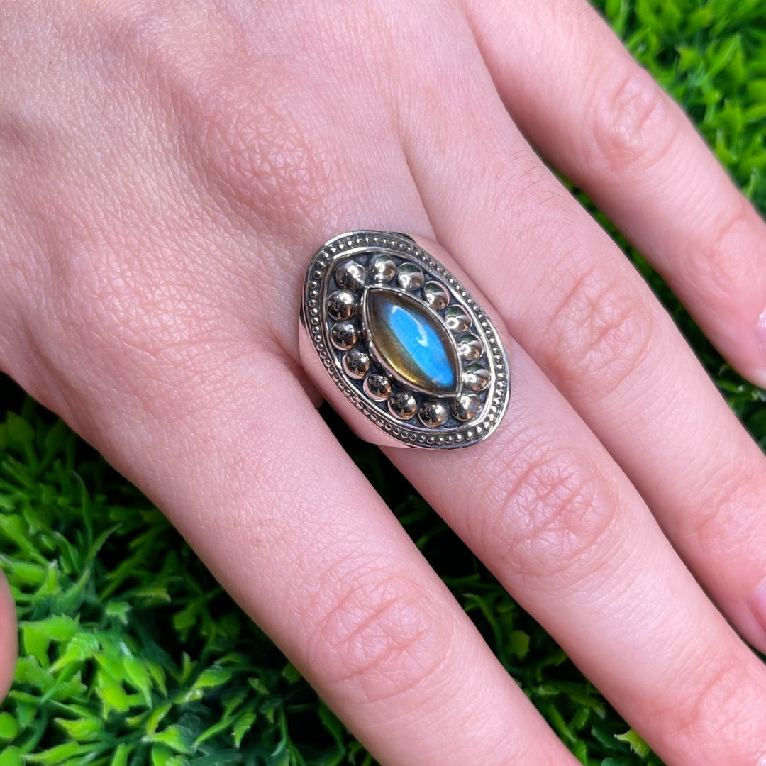 Bague Argent Labradorite Bluefire #118