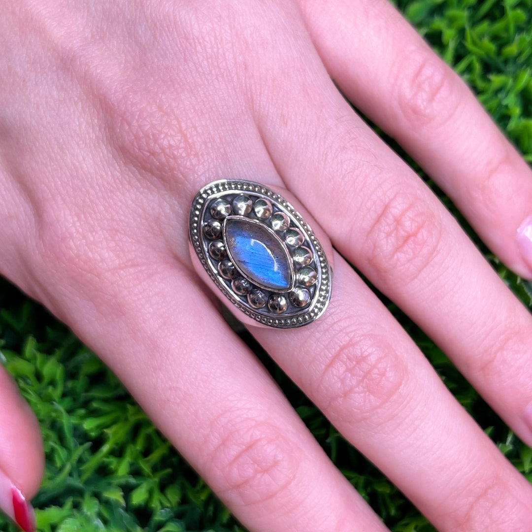 Bague Argent Labradorite Bluefire #121