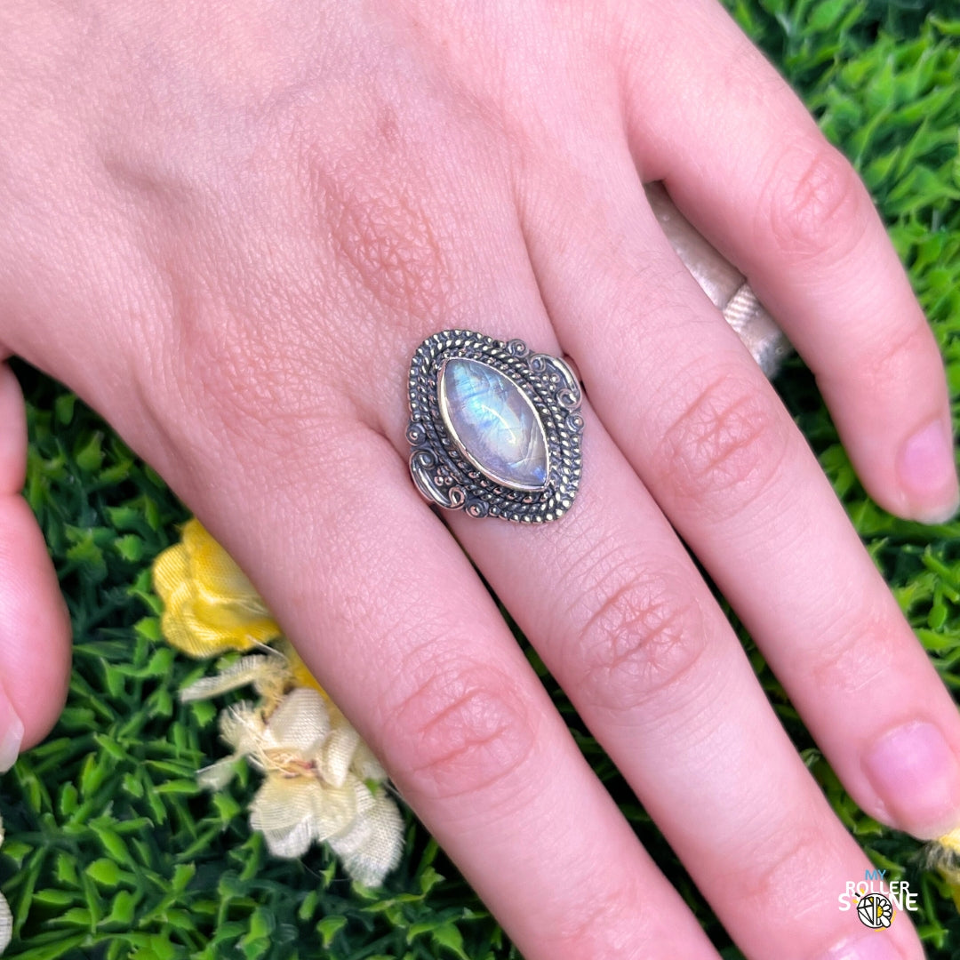 Bague Argent 925 Pierre de Lune #386