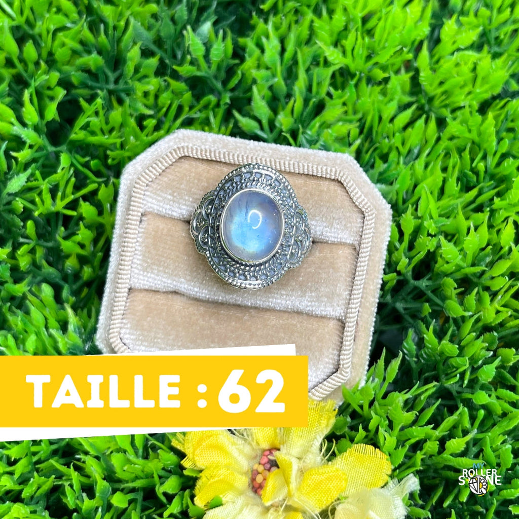 Bague En Argent 925 Et Pierre De Lune - Taille 59 - Belle - Neuf Avec étiquettes