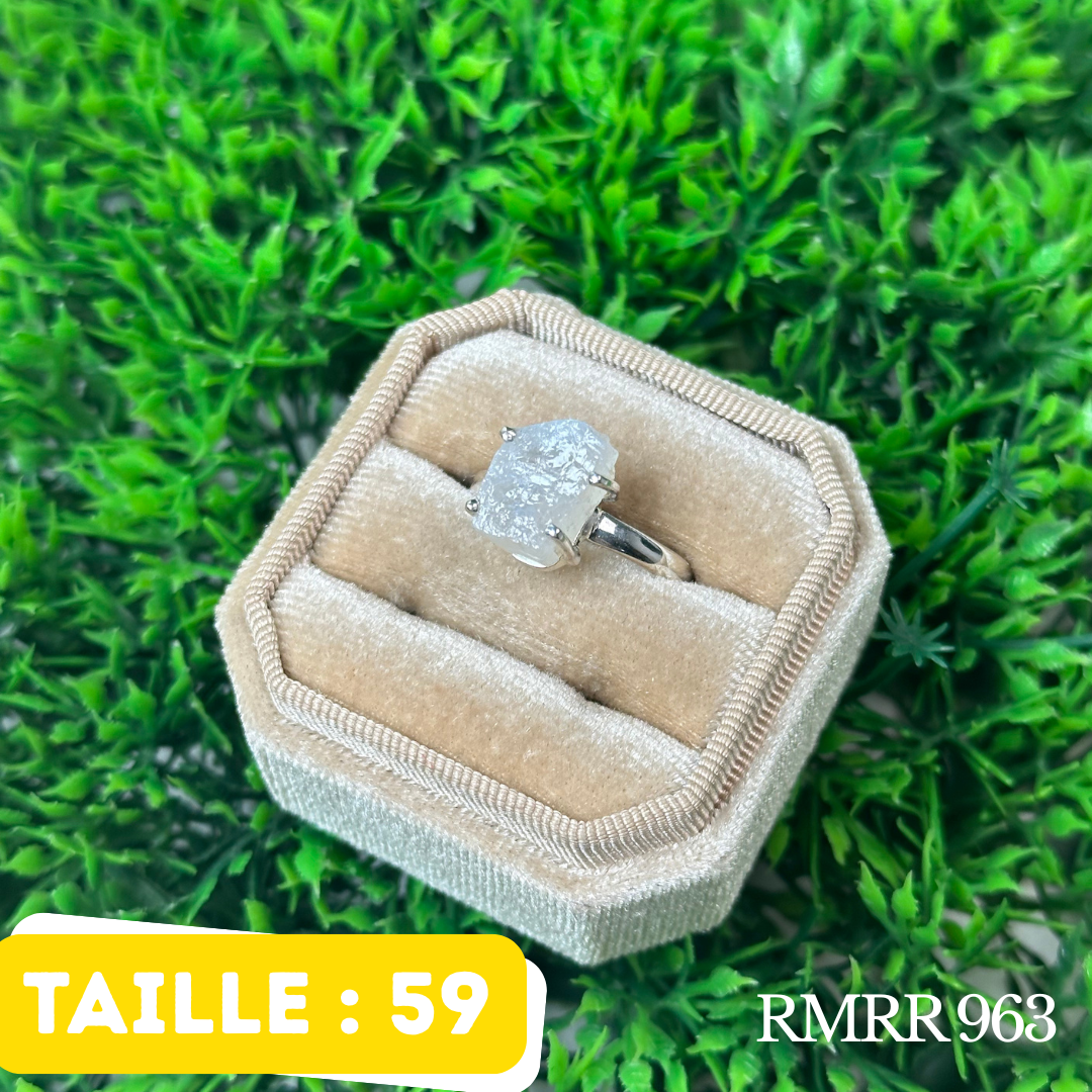 Bague Argent 925 Pierre de Lune brute #RMRR 963