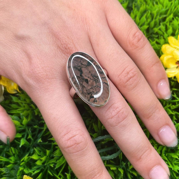 Bague Argent 925 Agate Mousse #24
