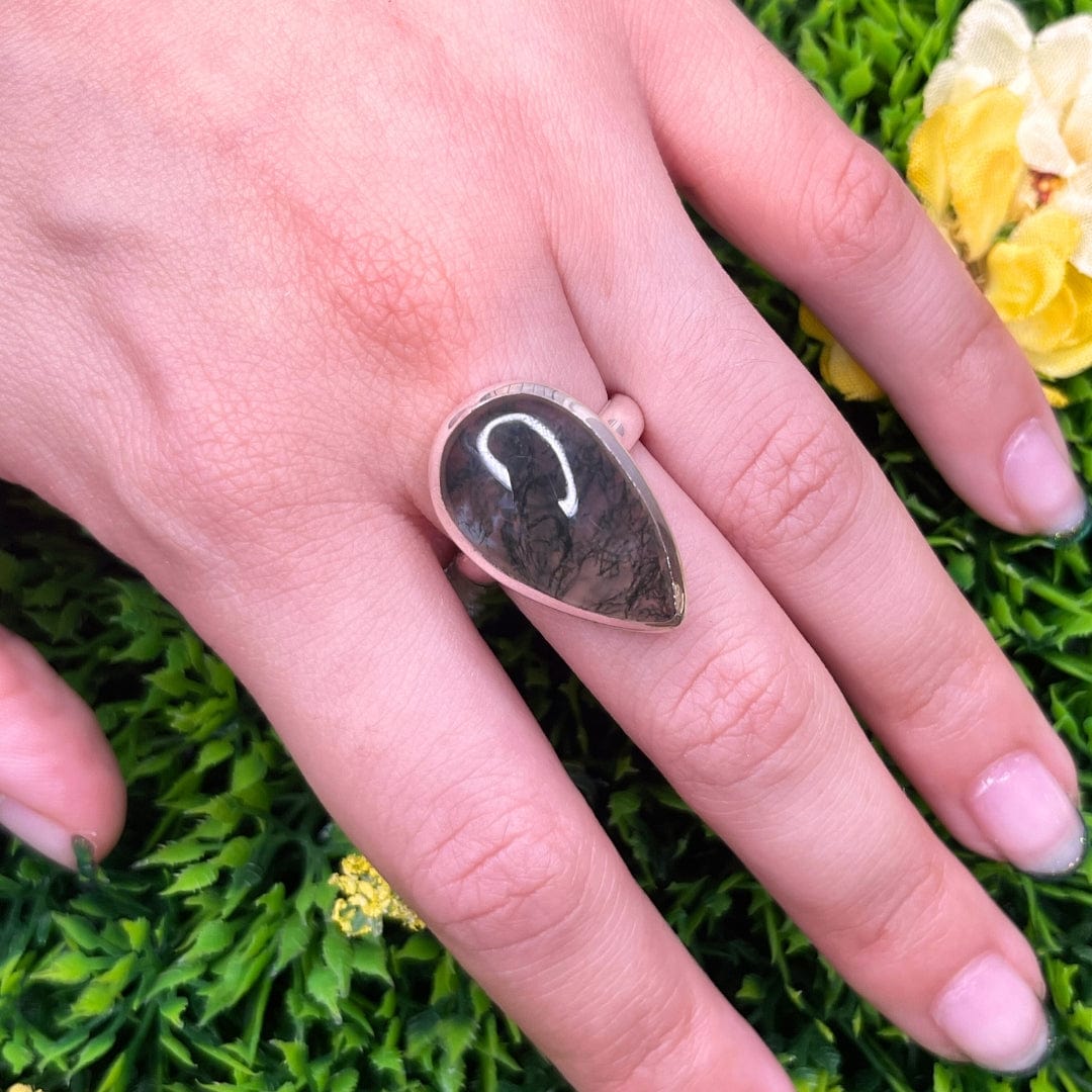 Bague Argent Agate Mousse #5