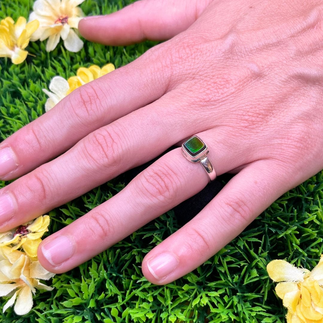 Bague Argent Sterling 925 Ammolite 