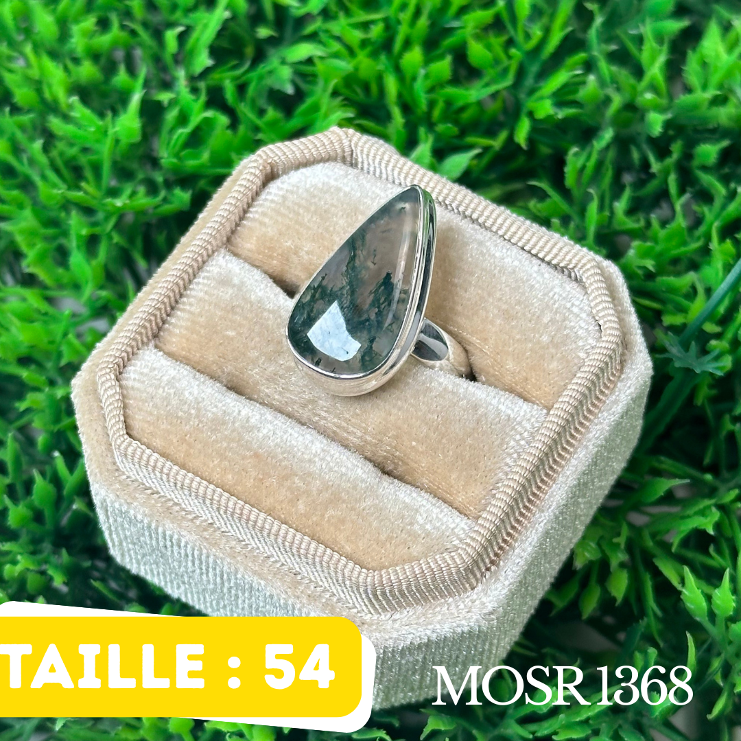 Bague Argent en Agate Mousse