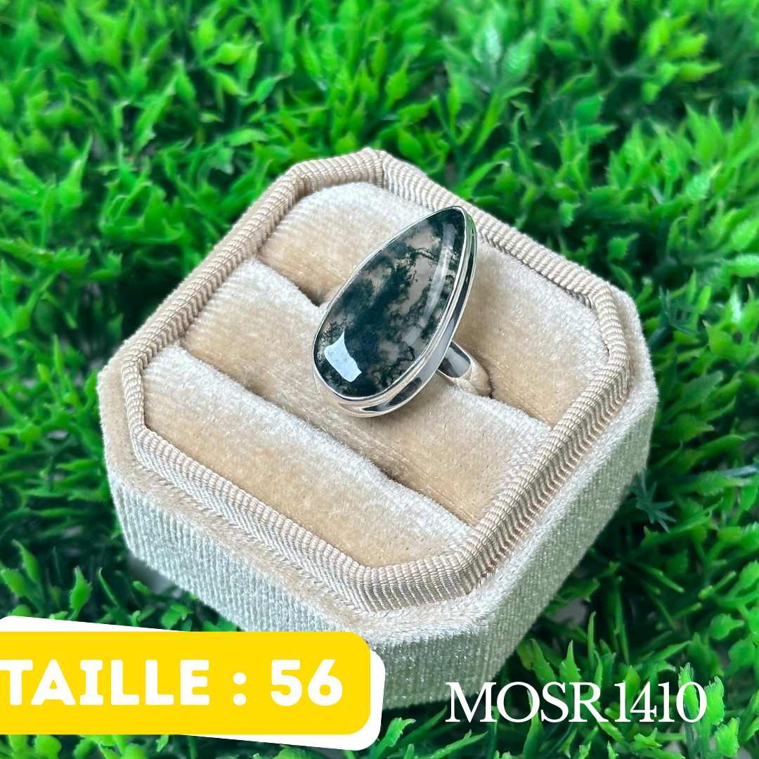 Bague Argent en Agate Mousse
