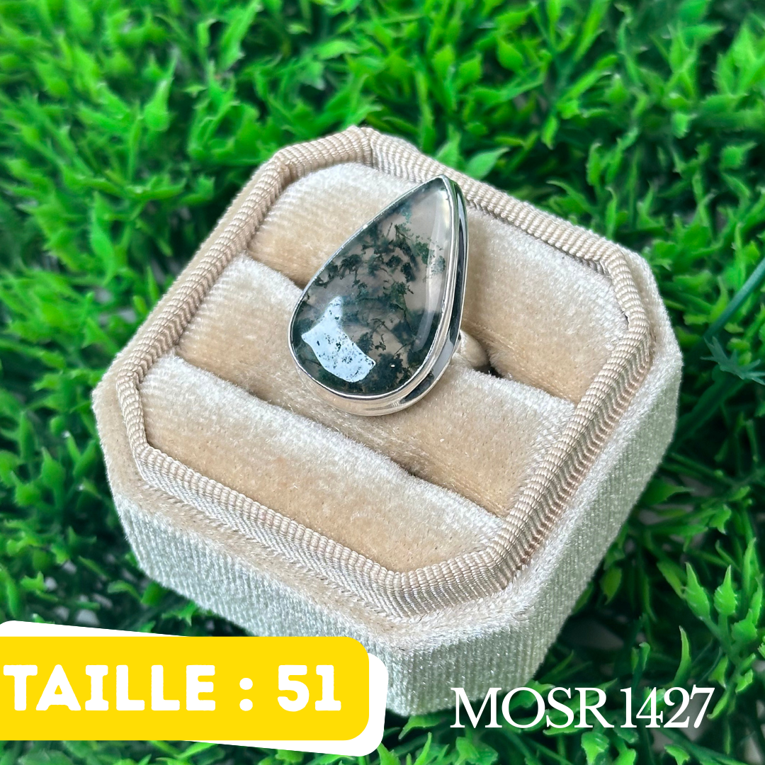 Bague Argent en Agate Mousse