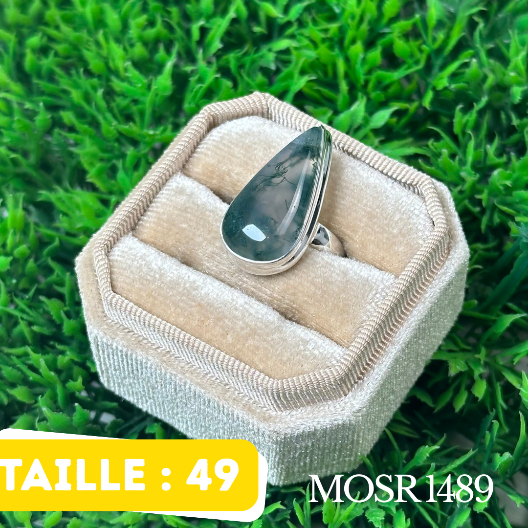 Bague Argent en Agate Mousse
