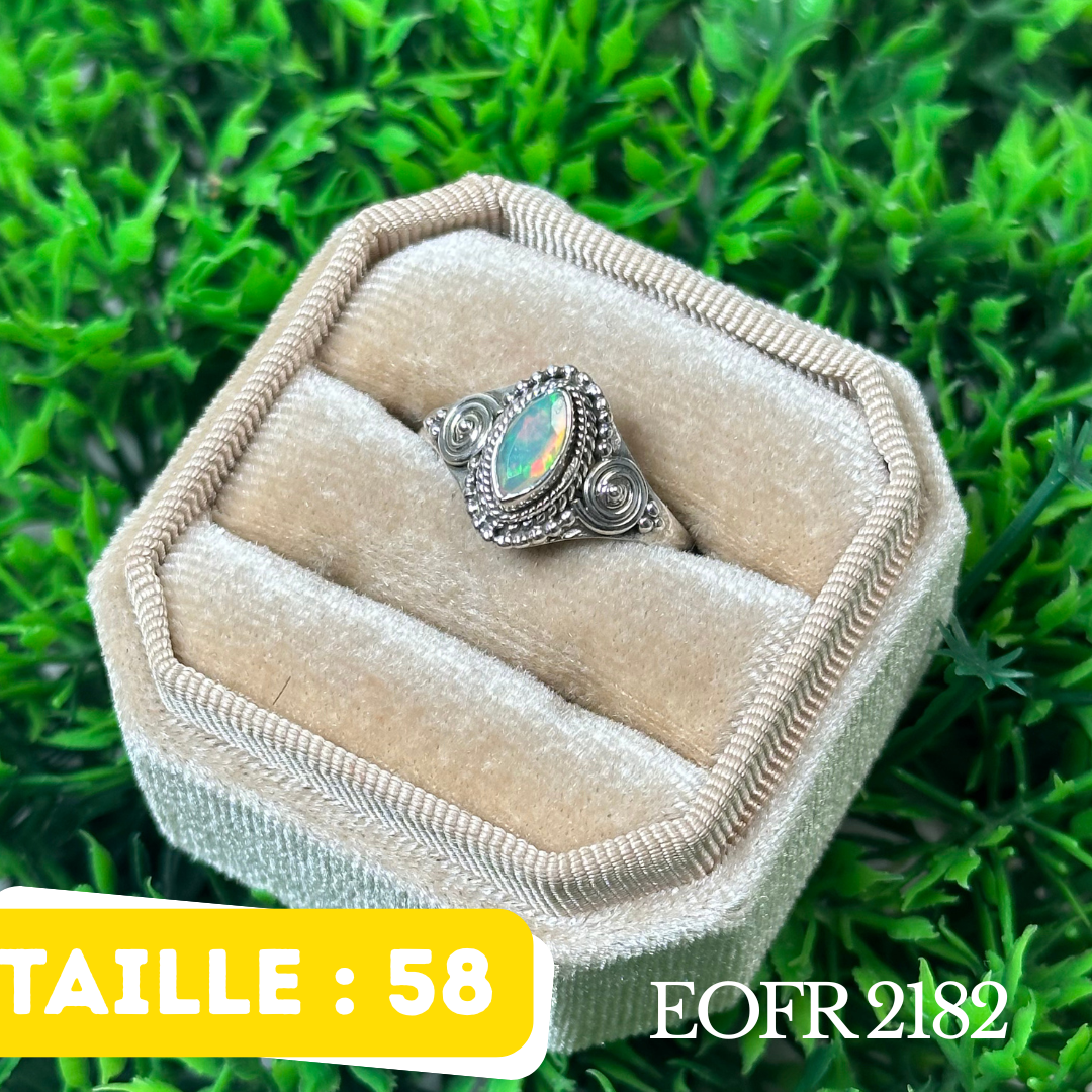Bague Argent en Opale éthiopienne