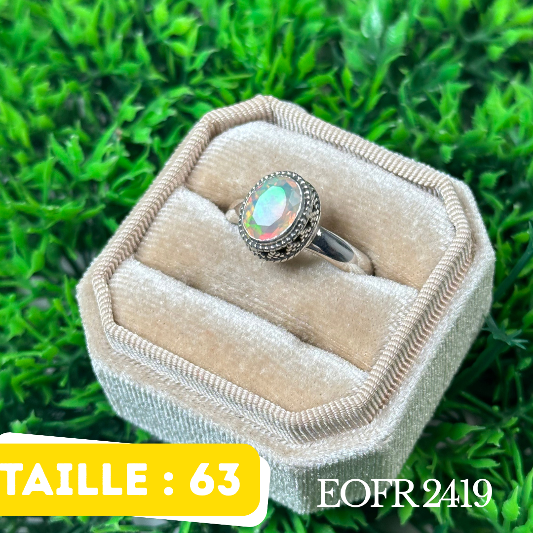 Bague Argent en Opale éthiopienne