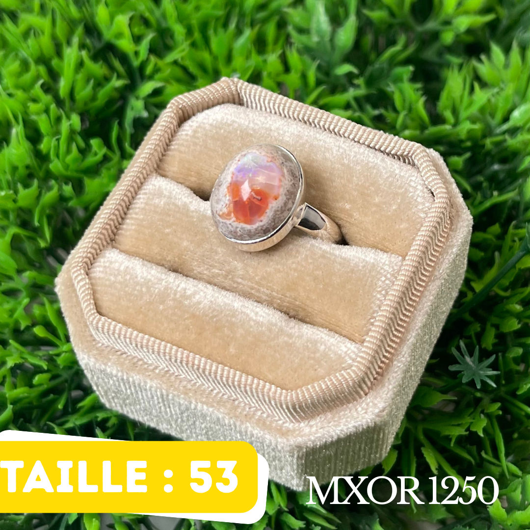 Bague Argent en Opale mexicaine