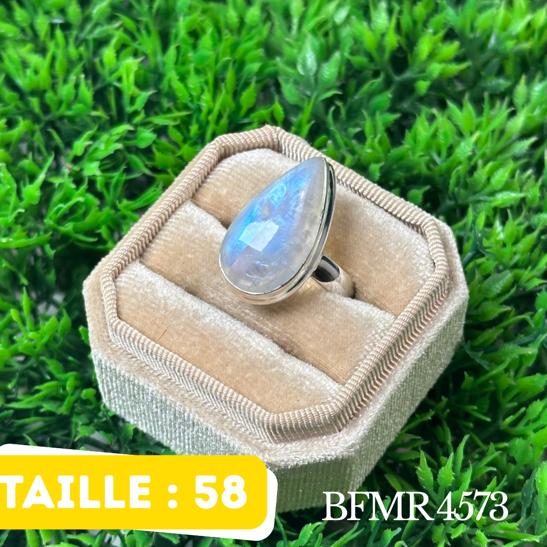 Bague Argent en Pierre de lune bleue #BFMR 4573