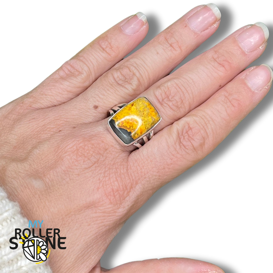 Bague Argent Jaspe Bumblebee #11