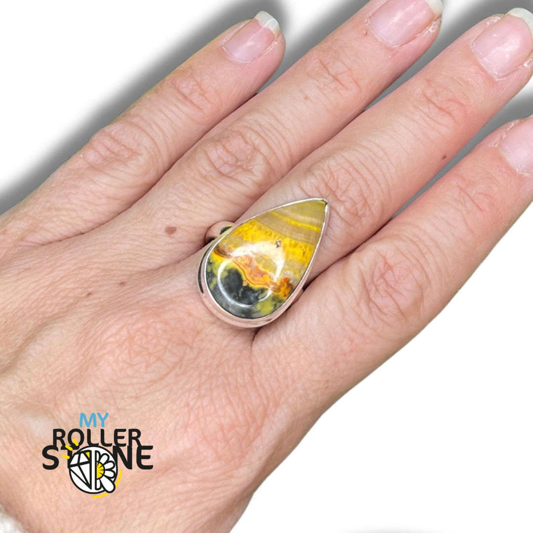 Bague Argent Jaspe Bumblebee #12 - 58 - Bagues