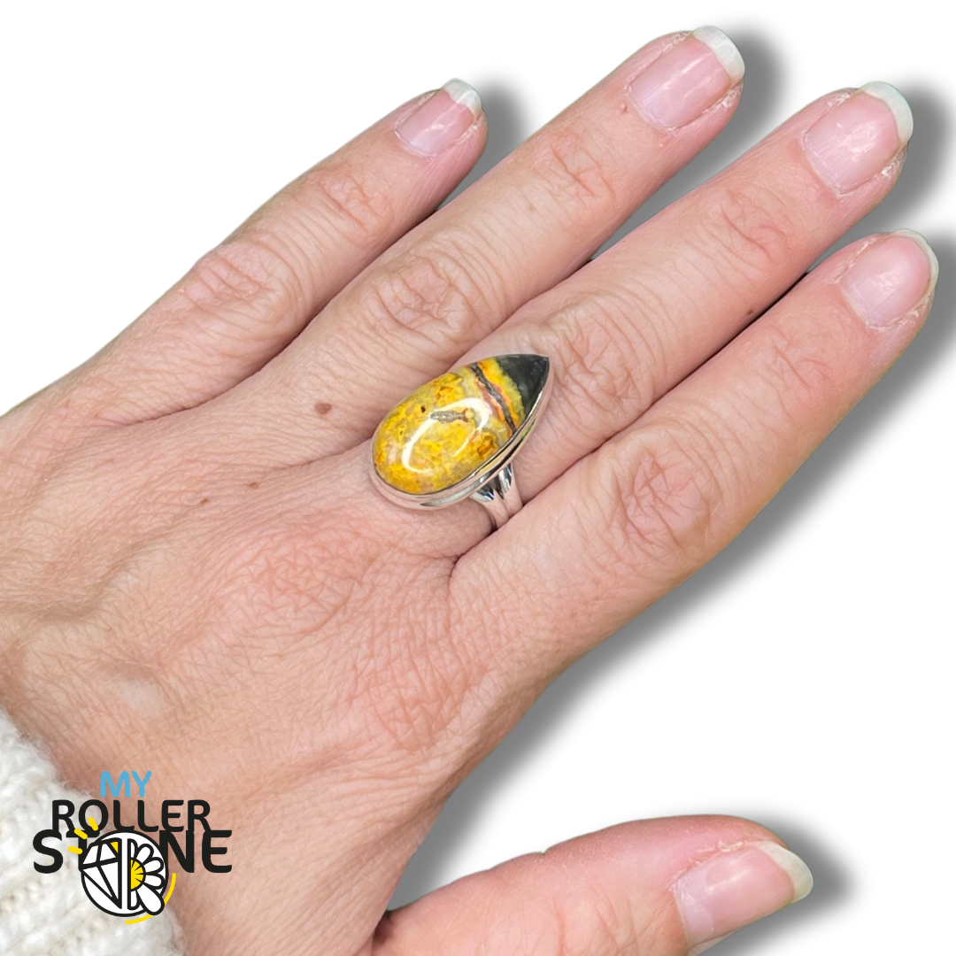 Bague Argent Jaspe Bumblebee #13 - 49 - Bagues
