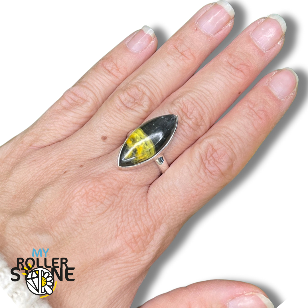 Bague Argent Jaspe Bumblebee #14 - 50 - Bagues