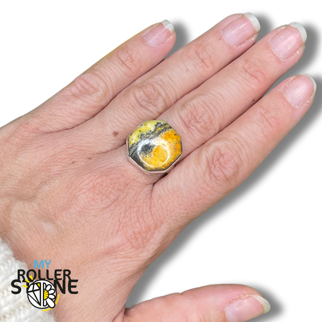 Bague Argent Jaspe Bumblebee #15 - 58 - Bagues
