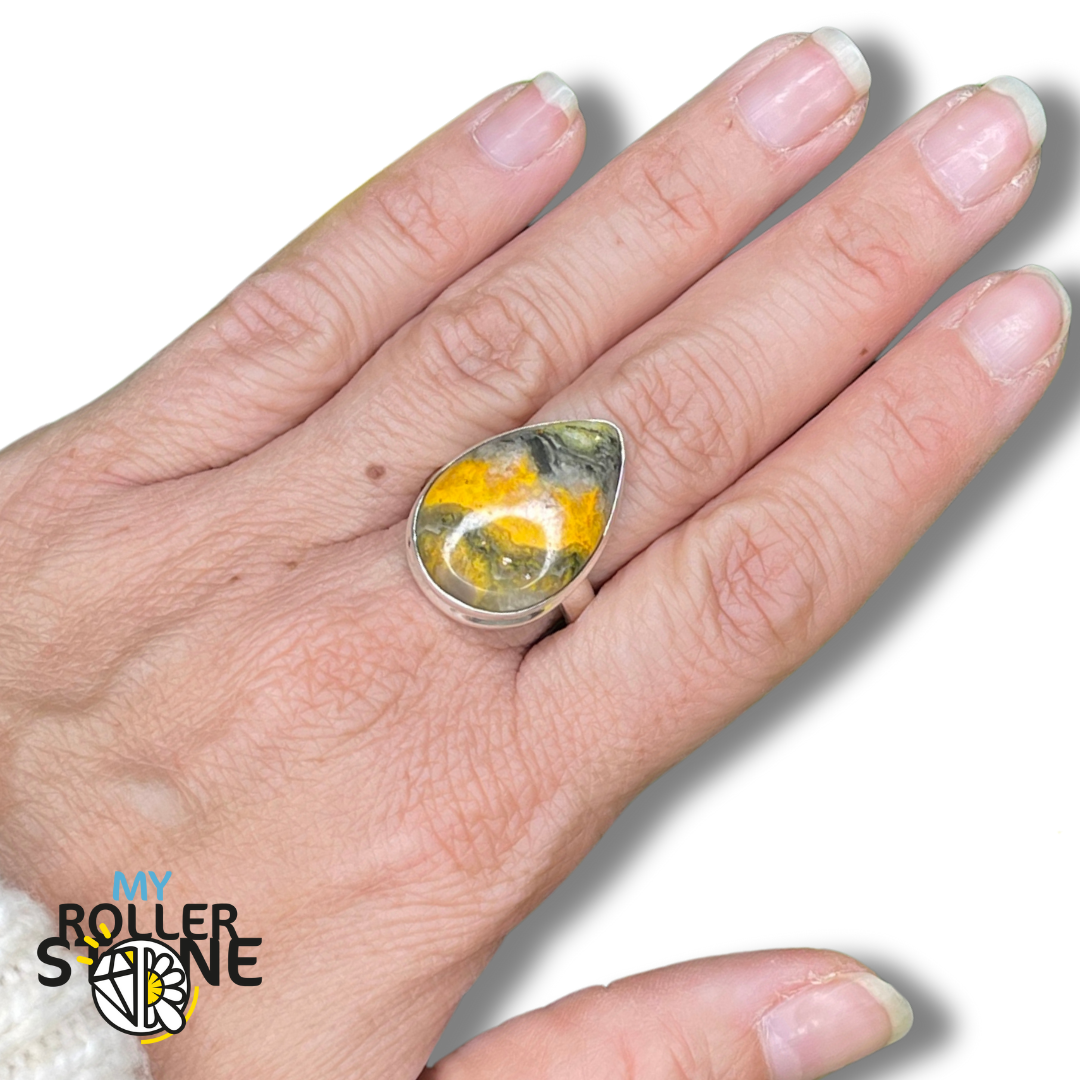 Bague Argent Jaspe Bumblebee #17 - 50 - Bagues