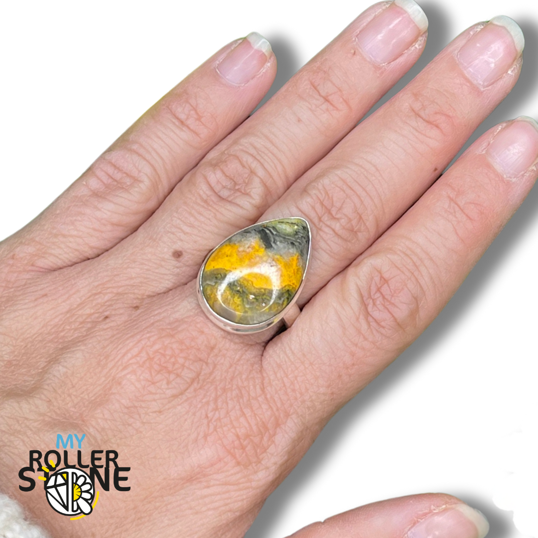 Bague Argent Jaspe Bumblebee #9 - 59 - Bagues
