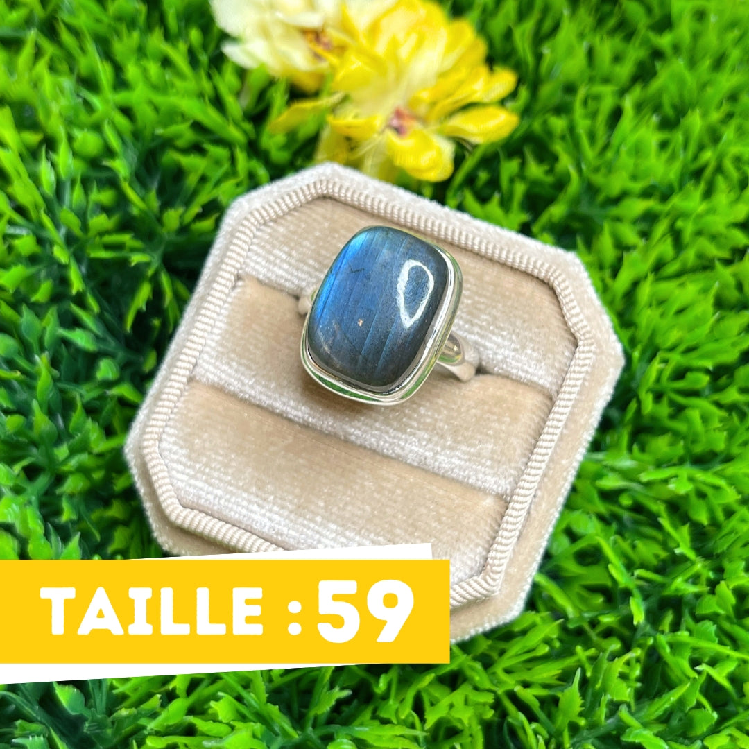 Bague Argent Labradorite Bluefire #50