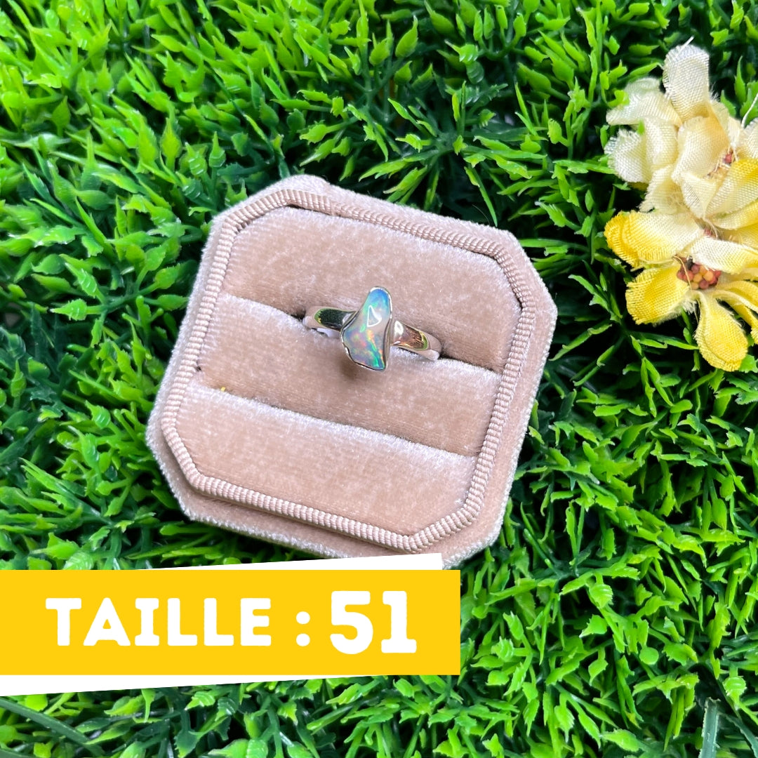 Bague Argent Opale Ethiopienne Brute #54