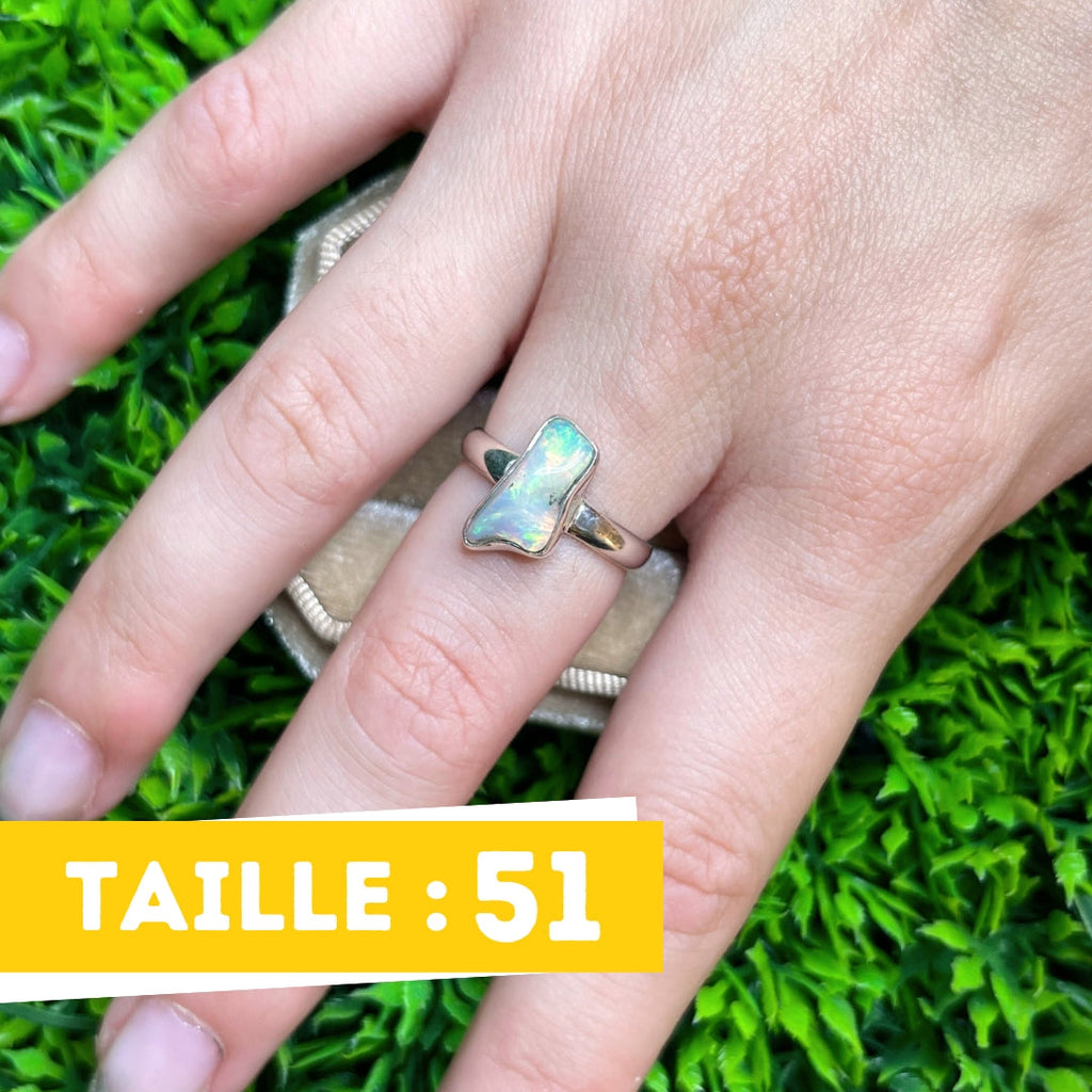 Bague Argent Sterling 925 Opale 0,80 Ct - Taille 54, Occasion Bon état, Bijou Déclaration