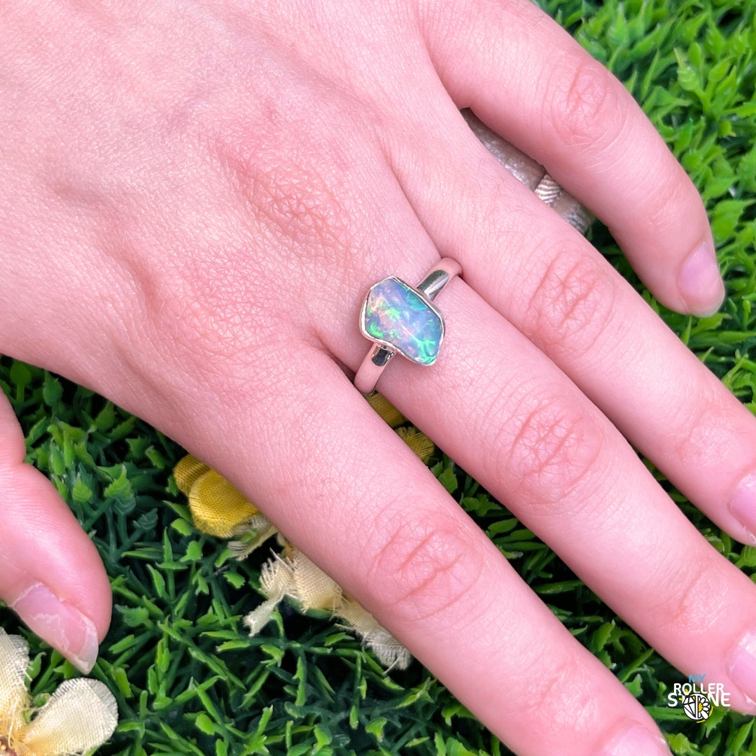 Bague Argent Opale Ethiopienne (Taille 54) Opale Ethiopie