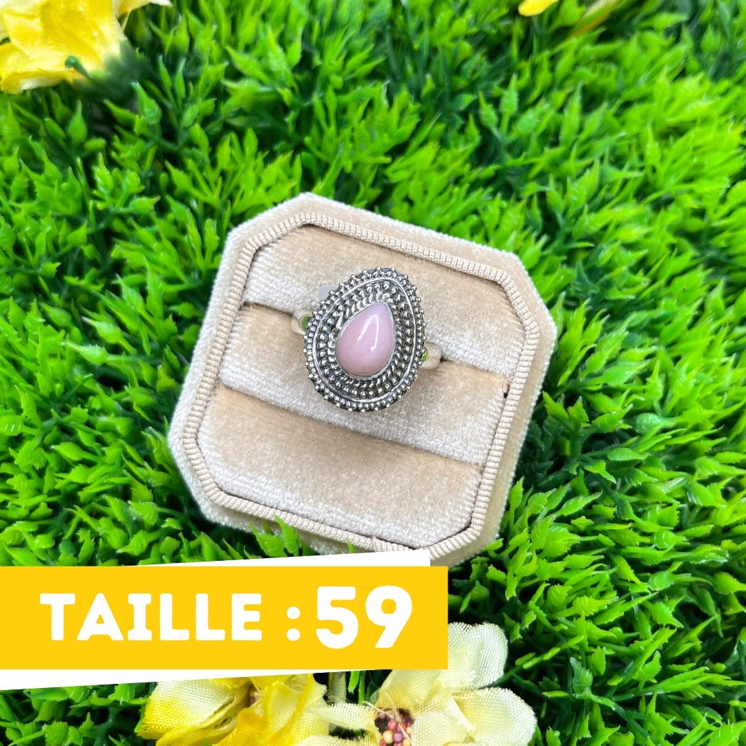 Bague Argenté Opale Rose #5