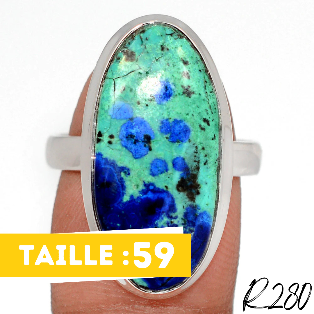 Bague Azurite Malachite Argent 925 R280 - Bagues