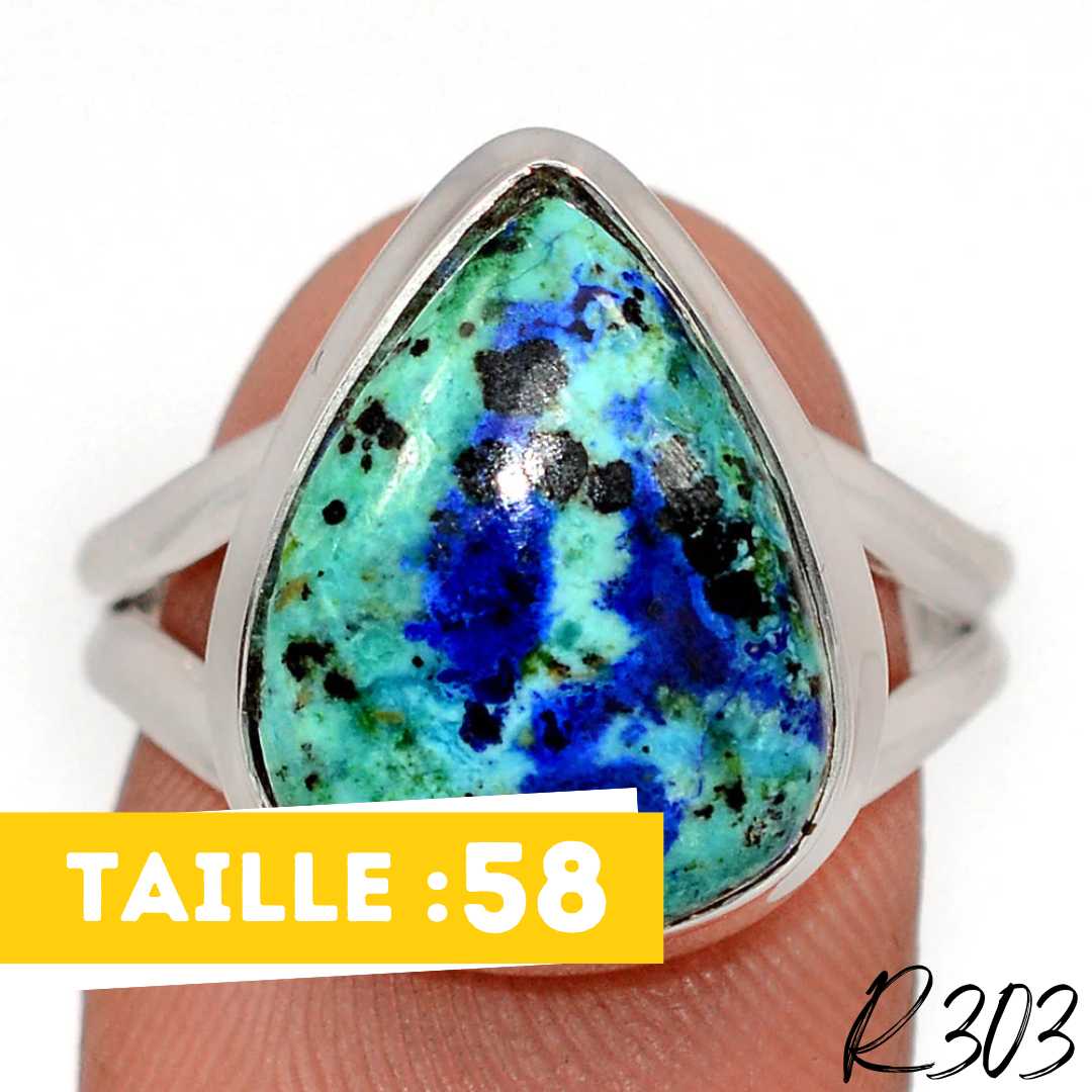 Bague Azurite Malachite Argent 925 R303 - Bagues