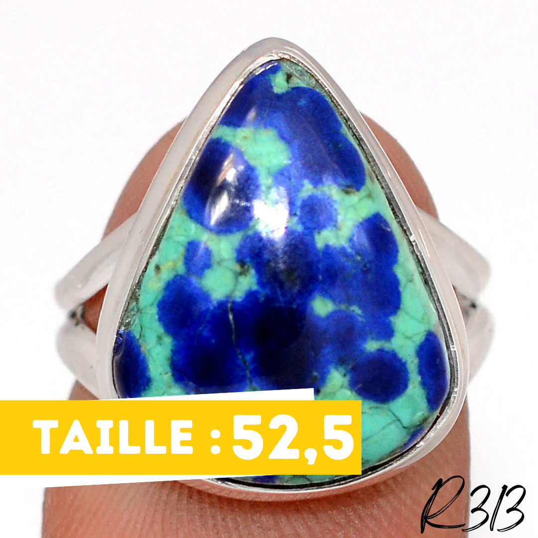 Bague Azurite Malachite Argent 925 R313 - Bagues