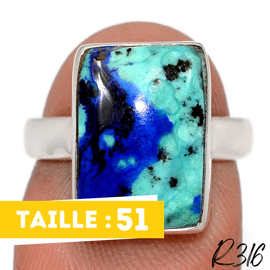 Bague Azurite Malachite Argent 925 R316 - Bagues