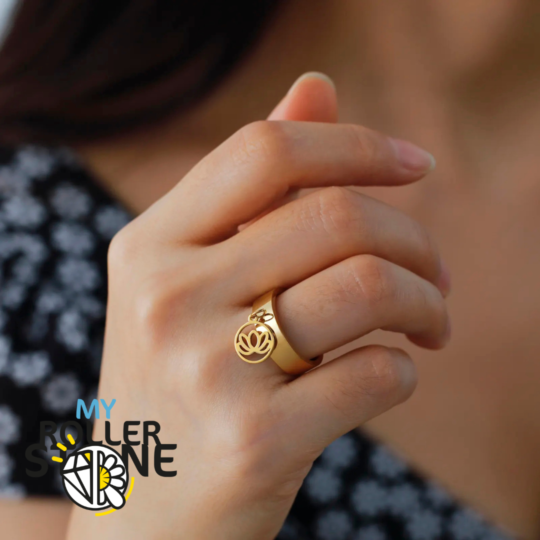 Bague breloque Fleur de Lotus - 54 / Or