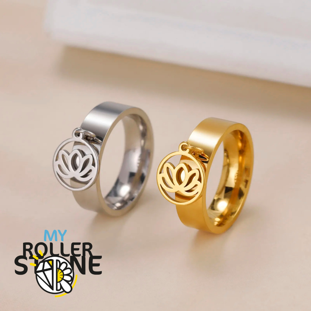 Bague breloque Fleur de Lotus - 54 / Or