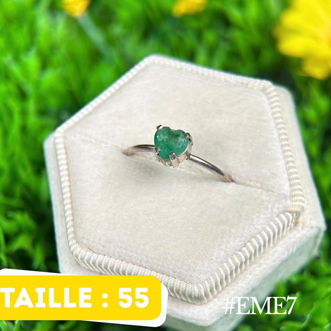 Bague Argent 925 Avec émeraude De Synthèse – Toutes Tailles – Création Kamakshi Diamond