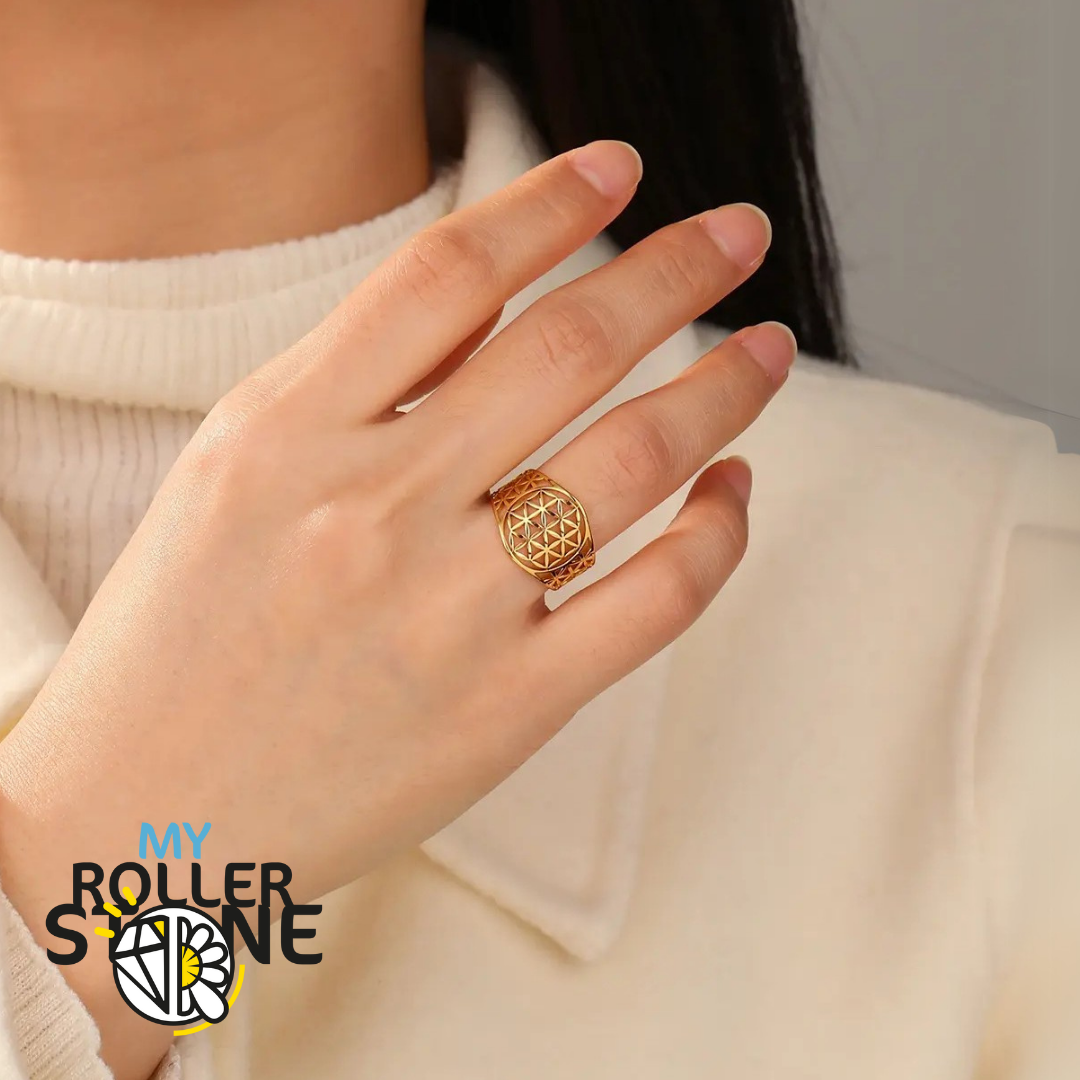 Bague Fleur de Vie acier inoxydable