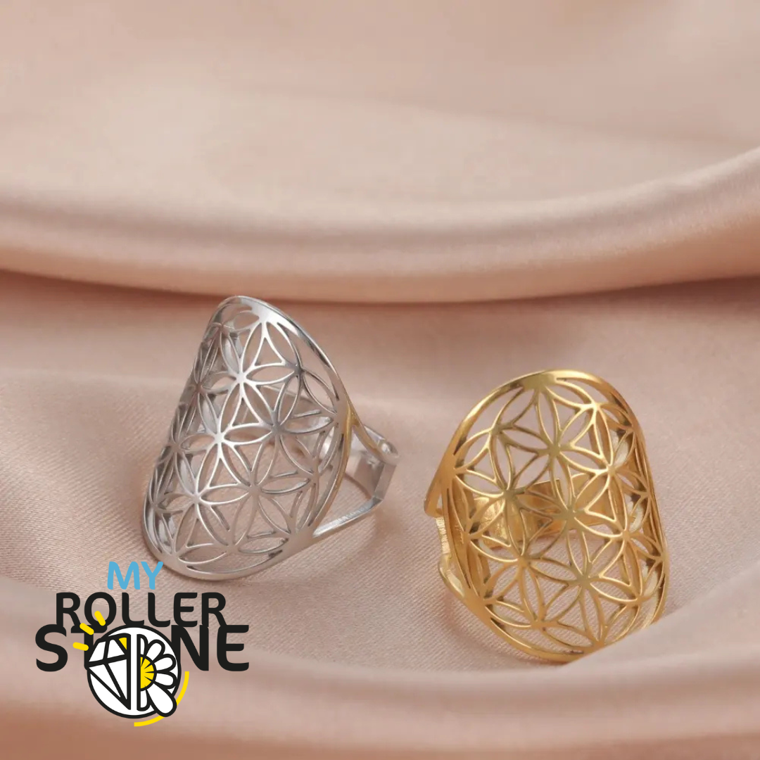 Bague Fleur de Vie Réglable Acier inoxydable - Bagues