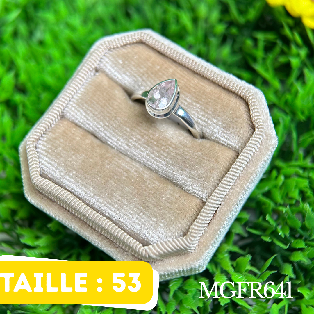 Bague solitaire Argent Morganite
