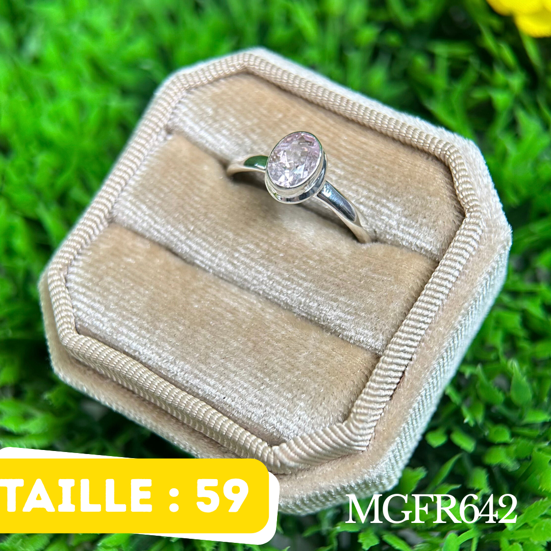 Bague solitaire Argent Morganite