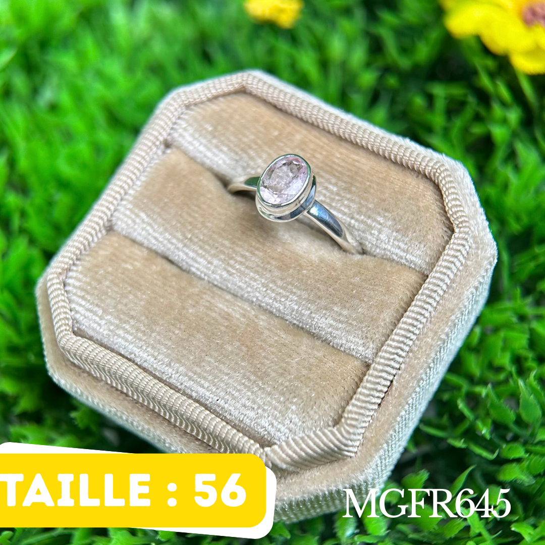 Bague solitaire Argent Morganite